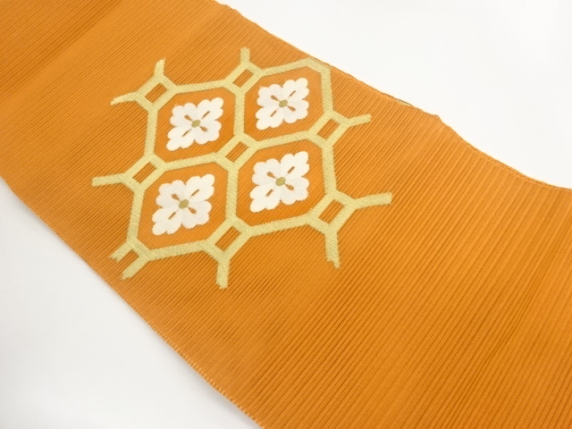 JAPANESE KIMONO / NAGOYA OBI FOR SUMMER / WOVEN RHOMBUS SHOKKOMO 